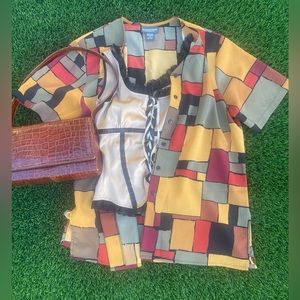 Vintage Color Block Shirt Autumn Color Palette Woman’s Size Medium